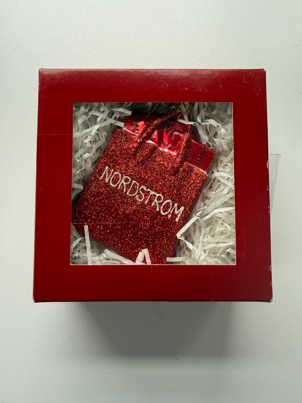 Nordstrom Red Glitter Shopping Bag Christmas Ornament